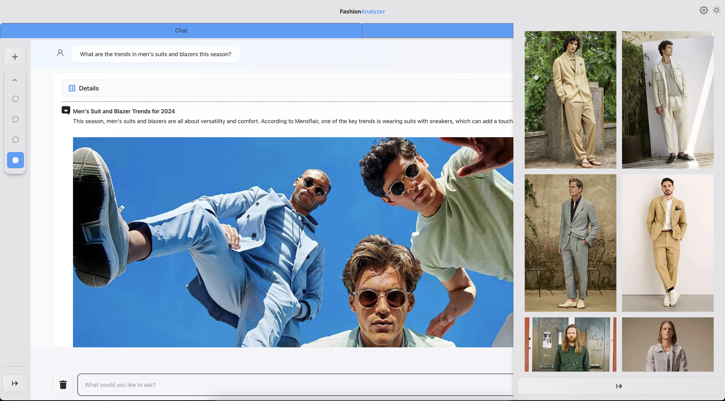 Fashion Search Agent chat interface for querying specific fashion trends
